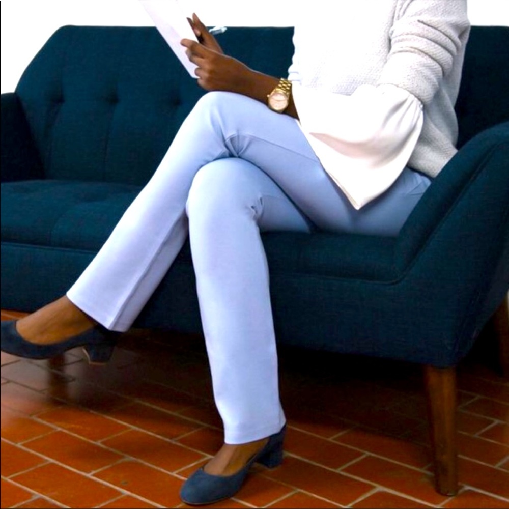 Betabrand Dress Pants Yoga Pants in Cornflower.